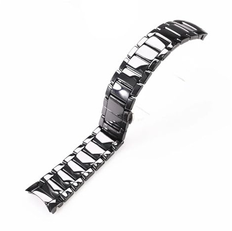 TVKSIPAR Fit For Armani Uhr Armband Ar1474 Ar1452 Ar1451 Männer Frauen Schwarz Weiß 22mm 24mm Keramik Uhr Armband Armband Band Gürtel Ersetzen(Black,24mm)