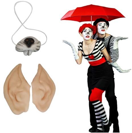 QIUMING Vampir-Nase Mit elastischem Seil Vampirohren Vampirnase Partydekorationen Zubehör Halloween Vampir Kostüm Accessoires für Halloween Cosplay Kostüm Party Prop Dekoration (Nase + Ohren)