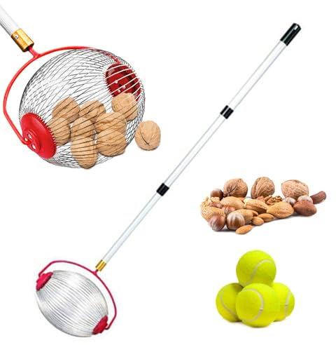 Classeur à noix rotatives - Rouleau à ramasser avec poignée réglable | Classeur de noix léger pour noix, noix de pécan et nettoyage de pelouse, outil de jardin durable pour la récolte