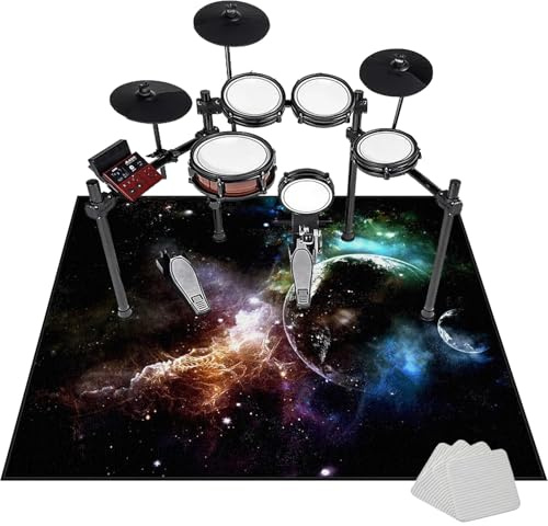 Drum Carpet Non-Slip Drum Rug Drum Mat, Drum Kit Rug, 110 x 80 cm Professional Drum Blanket for Electronic Drums Bass Drum Snare Drums Racks Guitars Drum Kit Etc Musical Instruments Soundproof Mat