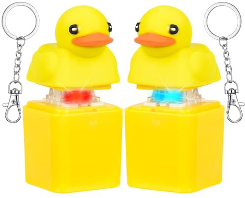 Duckeys Duck Keyboard Fidget Toy, 2pcs Quacking Duck Keyboard Keychain, Duckeys Quacking Keyring Fidget Toy, Finger Keyboard Caps Relief Stress Toy for Kids Adults