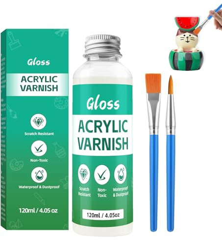 Air Dry Clay Glaze, Clay Varnish, Comes with a Small Brush and a Paintbrush, Suitable for Air-Dry Clay, Polymer Clay, Ceramics, Sculptures and DIY Crafts (120ml)