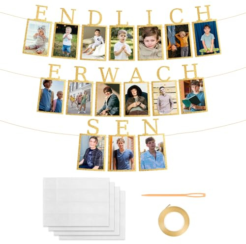 WenmthG Deko 18. Geburtstag Jungen Mädchen Banner - Endlich Erwachsen - Partyzubehör zum 18. Geburtstag - 18 Geburtstagsdeko Girlande