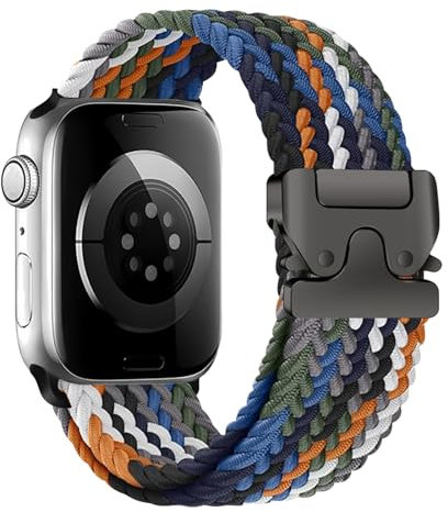 AiiBowy Correa Trenzada Compatibles con Apple Watch Pulsera 42mm 40mm 41mm 38mm, Pulsera Nailon Deportiva Loop Elástic para iWatch SE 3/SE 2/SE/Series 11/10/9/8/7/6/5/4/3/2/1 Camuflaje