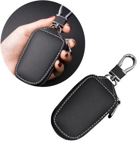 Luxshiny Étui En Cuir Pour Clé De Voiture Fermeture Éclair, Protection Noire, Léger Et Compact, Accessoire Pratique Pour Clés De Voiture, Usage Quotidien Toutes Saisons, Pour Conducteurs