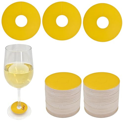 SEABABOO Marcatori Di Vetro Per Vino In Carta Kraft Marcatore Di Bicchieri Calici 100 Pcs Etichetta Da Bicchiere Da Vino Per Calici per Feste Bar Bicchieri Vino
