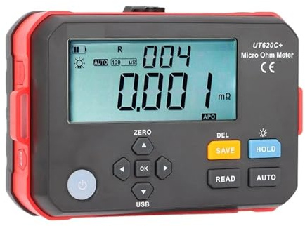 UT620C Plus - Microohmímetro de CC baja resistencia, rango automático y manual, 0,001 mΩ a 300, kΩ, profesional