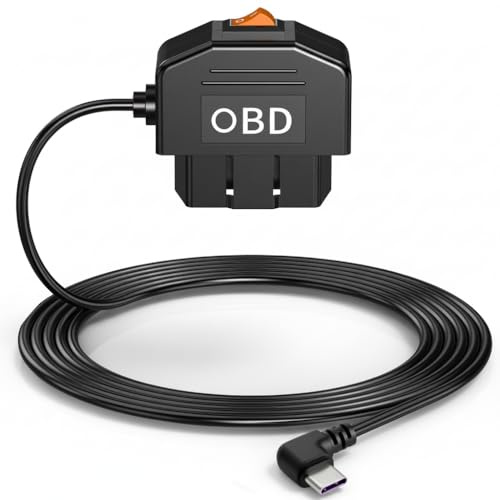 KEEDIN OBD2 Stromkabel für Dashcam, Type-C OBD Adapter mit 24-Stunden-Parkmodus, Acc-Modus, Unterspannungsschutz, 3,5 m Kabel für Dashcams, GPS, DVR und mehr, 12V–36V auf 5V/3A