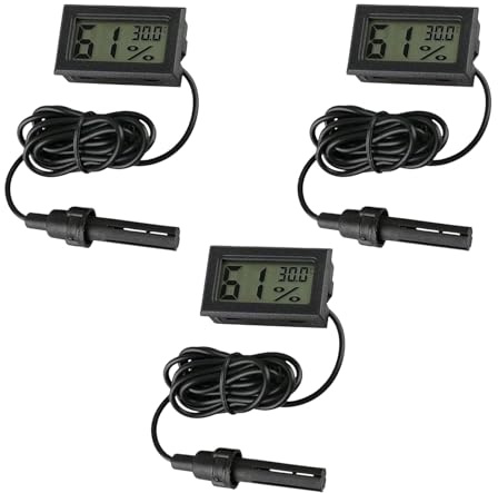 IGEAIIE Digital Thermometer Hygrometer, 3 Pack Mini Humidity Meter, Accurate Humidity and Temperature Gauge, Hydrometer for Reptiles, Terrarium, Incubator, Aquarium, Office, and Living Room