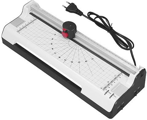 Fafeicy Macchina per Laminazione Termica a Caldo e Freddo, Formato A4 da 9 Pollici, con Indicatore LED di velocità da 300 Mm/min, Spegnimento Automatico per Documenti, Foto, Ufficio,