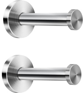 NELXULAS Brushed Stainless Steel Bath Towel Hooks Single Super Heavy Duty Wall Mount Hook, Coat Hook, Fit for Bedroom,Living Room, Bathroom and Fitting Room, Office (4“, 2 PCS)