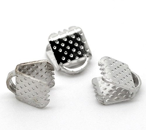 Julz Beads 100 Ribbon End Clamps Cord Ends 6mm Silver Tone Jewellery Findings J14902G