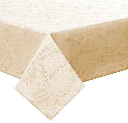 Tischdecke Decke Fleckschutz marmoriert Lotus Effekt Garten bügelfrei Meliert Farbe Champagner Maße 160x220 oval