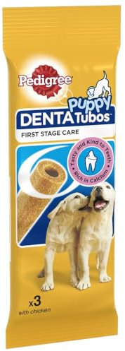Pedigree Puppy Denta Tubo - Daily Dental chews for puppies, 54 Sticks - Pack of 18 (18 x 3 Sticks)