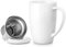LOVECASA Tazas de Té con Tapa y Filtro Acero inoxidable 450 ML, Tisana de Porcelana Blanco