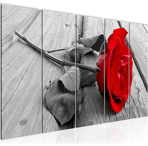 Runa Art Bild Blumen Rosen Wandbilder auf Vlies Leinwand 5 Teilig Wanddekoration Wohnzimmer Schlafzimmer 204456a
