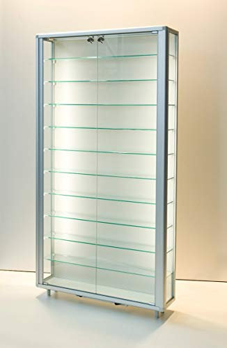 MHN Sammlervitrine & Standvitrine 23 x 99 x 184,5 cm – Flache Glasvitrine zur Wandaufstellung, abschließbar – ohne Beleuchtung – für Modellautos, Modell-Eisenbahn oder Figuren
