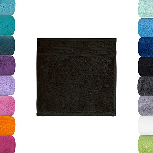 Lavea 6er Set Seiflappen, 6 x Seiftuch, Schwarz, 30 x 30 cm Premium Frotteeserie Bali | GOTS Zertifiziert, 100% Bio Baumwolle