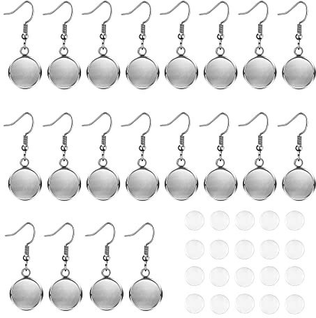 HOMEJOY 20 Stück Ohrringe Cabochon Ohrstecker Fassung Cabochon Cabochons Ohrstecker Kuppel geformte Glas Ohrring für DIY Tropfen Ohrringe Schmuckherstellung Schmuck, 12mm