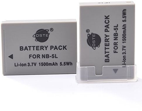 DSTE NB-5L NB-5LH Rechargeable Li-ion Battery (2-pack) Compatible with Canon PowerShot SD790,SD800,SD850,SD880,SD890, SD900,SD950,SD990,SX200,SX210,SX220