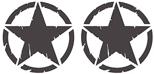 Destroyed Military Star Aufkleber US Army – Shapes Kit Pack – 2 Stück – 4x4 Offroad Auto Motorrad – verschiedene Größen 5 10 15 20 25 30 cm – Made in Italy (10 cm, Anthrazit)