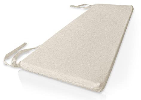 Home-Vision Bankauflage Bankkissen Outdoor/Indoor Sitzkissen für Bank, Gartenschaukeln, Sitz, glatt Bankpolster Auflage für Sitzbank Kollektion Elif (Beige, 140x40x4cm, 1 Stück)