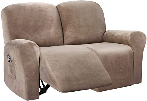 WYJHNLBEDC 8 Stück Sofa/Couch überzug Stretch, Elastischer Sesselschoner aus Dicke Samt für Relaxsessel/Fernsehsessel/Kinosessel 3 Sitzer, Sofaschutz Hund Kratzschutz Katze