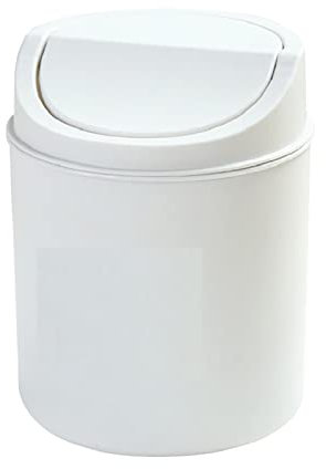 KAREN66 Mini Trash Can - Mini Schreibtisch Mülleimer Tischmülleimer 2L Tischabfalleimer mit Schwingdeckel, kompaktes Design Kosmetikeimer Tisch (Weiß, One Size)