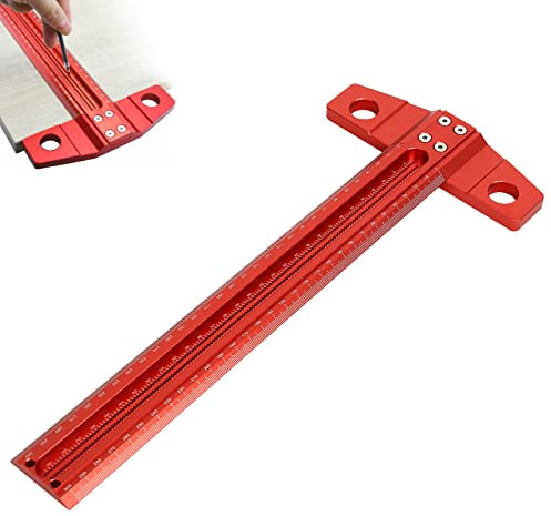 T-Typ-Quadrat-Lineal Rechtwinkliger Anreißer,CEIEVER T-Type Anreißwerkzeug Aluminiumlegierung Scriber Aluminium-Markierungslehre für Zimmermannsvermessung (300mm)