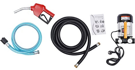 Dieselpumpe 220V Selbstansaugend Ölpumpe 550W Tank Pumpe Elektrisch Fasspumpe mit Selbstdichtende Tankpistole, 2m Einlassschlauch und 4m Ablaufschlauch 20-60L/min