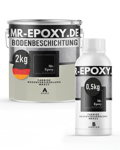 Mr. Epoxy Epoxidharz Bodenbeschichtung (2,5 kg, RAL 7032 Kieselgrau) | 2K Betonfarbe für Garagen, Keller & Werkstatt Boden - Flüssigkunststoff Epoxid Grundierung und Bodenversiegelung
