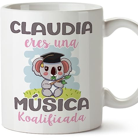 MUGFFINS Tazas Personalizadas para MÚSICA - En Español - Koalificados Personalizados - 11 oz / 330 ml - Regalo Personalizable original y divertido