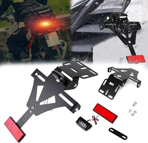 Kennzeichenhalter Motorrad, Universal Motorrad Kennzeichenhalter mit Rücklicht und Reflektor Motorrad-Kennzeichenhalter für die meisten regulären Motorradmodelle