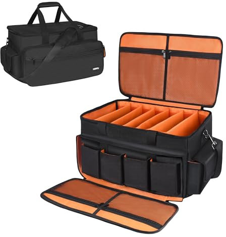 Homfu Large DJ Cable File Bag with Multiple Pockets DJ Cable Organizer Bag with Detachable Padded Bottom & Divider DJ Equipment gig File Bag for Musician Accessories DJ Gear Sound Equipment
