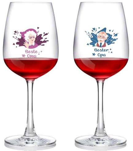 Nuenen oma und opa weingläser weihnachten geschenk für Großeltern 465 ml weingläser Beste Oma und Bester Opa Geschenk für Weihnachten Geburtstag Hochzeitstag