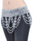 LATEAU Bauchtanz Gürtel,Münzgürtel Frauen Bauchtanz Kleidung Quaste Hüfte Schal Bauchtanz Elastic Wickelgürtel mit Gold/Silber Perlen Fransen (Color : Silver Cross Beads, Size : L)