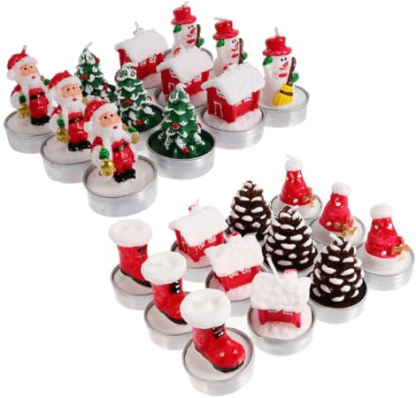 Ciieeo 24St Weihnachtskerzen Weihnachtsbaumkerzen Weihnachtsbaum Teelichter die Weihnachtskerze dekorative Kerzen rauchlose Kerze Weihnachten schmücken Ornamente Paraffin