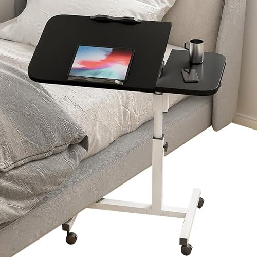 TAZZOR Table de Chevet pour Ordinateur avec roulettes verrouillables Bureau d'ordinateur à Hauteur réglable Table d'ordinateur Mobile Table d'ordinateur Mobile Hauteur réglable de 60 à 95 cm