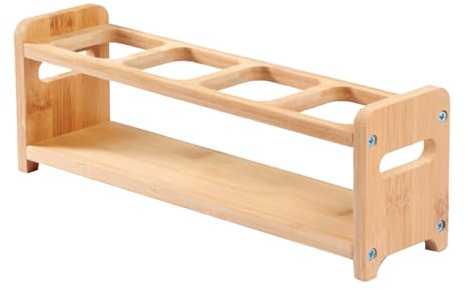 ZIZEV Oil Bottle Rack Seasoning Storage Holder Elegant Wooden Rack with 4 Holes for Cooking (Slots)