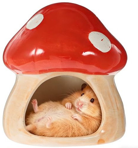 Esshogo 1 Stück Keramikhaus für Hamster, Einzigartige Hamster Haus Keramik | Hamster Versteck Keramik, Pilzförmiges Hamsterhaus Und Habitats, für Rennmäuse, Mäuse,Chinchillas Hamsterversteck, Klein