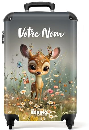 NoBoringSuitcases.com Valise Enfant, Valise Cabine, Valise Enfant Fille, Bagages Enfant, Valise Enfant Roulette, Valise Rose, Valise Cabine Fille, Valise Personnalisable 55x35x25cm (Faon - Pastel)