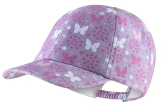 Sterntaler Basecap Blumen - Mädchen Schirmmütze mit Schmetterlingen und Blumendruck - Sommer Baseball Cap mit Gummizug - Sportive Baby und Kinder Schirmkappe, UV-Schutz 50+, Flieder, Größe 53