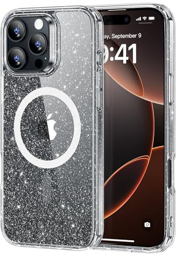 ESR for iPhone 16 Pro Max Case, Camera Control, Compatible with MagSafe, Shockproof Military-Grade Protection, Magnetic Phone Case for iPhone 16 Pro Max, Classic Hybrid Case (HaloLock), Clear Shimmer
