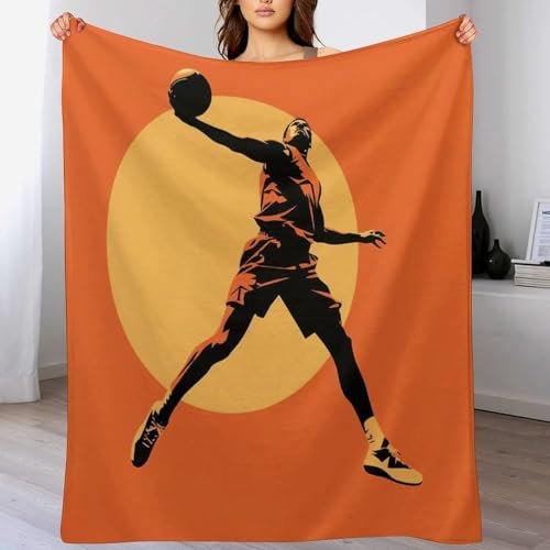 PAZZK Basketball Kuscheldecke Couchdecke Decke Aus Flannel - Tagesdecke Wohndecken Für Sofa, Couch Oder Als Bettüberwurf - Waschbare Decke（130×150cm）