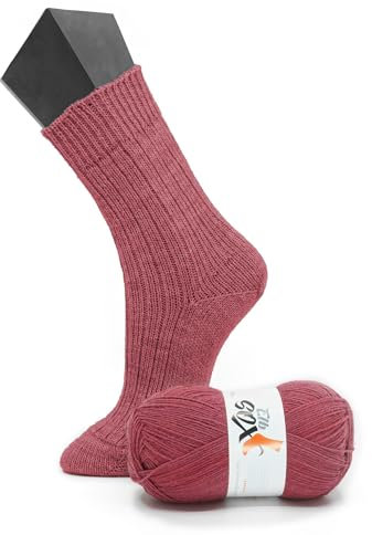 ElbSox Pier 4-4fach Sockenwolle - 100g Wolle als Knäuel mit einer Lauflänge von ca.420m - reicht für ein paar Socken bis Größe 46 - Farbe 010 - Morgenröte