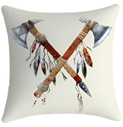Sofa Outdoor Boho-Kissenbezüge, 45,7 x 45,7 cm, Traumfänger, aztekisches, indisches Leinen, Baumwolle, Dekor, Moderne Dekokissen, Outdoor, Bauernhaus, Terrasse, Sofa, Couch, (A, One Size)