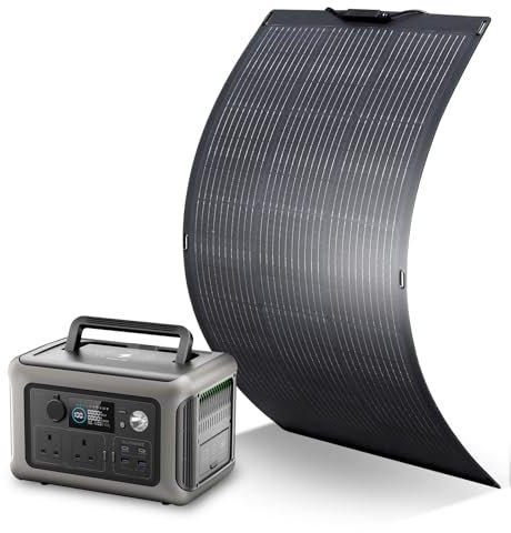 ALLPOWERS Portable Power Station R600 with 100W Flexible Solar Panel, 299Wh LiFeP04 Battery/ 1 Hour Fast Charging, Up To 600W Output, Solar Generator for Outdoor Camping RVs