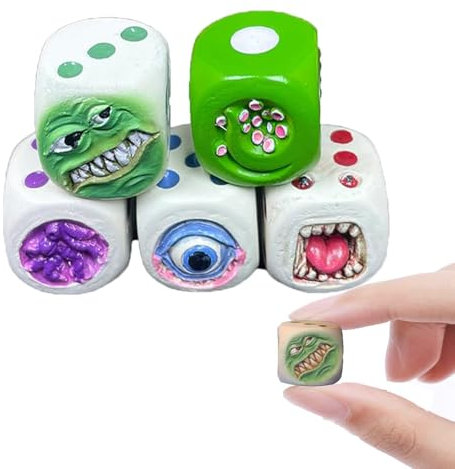 Monster Dice, Halloween Dice, Resin Dice, Funny and Creative Multi-Sided Monster Dice Decorations, Monster Dice Game Props，Halloween board game props