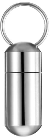 Gjinxi Kleines Pillenetui Als Schlüsselanhänger Tragbare Pillendosen Wasserdicht Pillenfläschchen Aus Titan Organizer Für Unterwegs Winzige Pillendose für Die Handtasche Silber