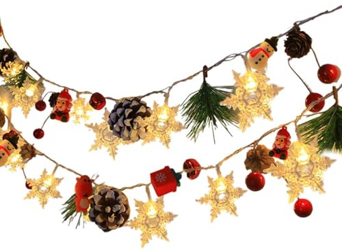 Tannenzapfen Lichterketten, Led Weihnachtsbeleuchtung, Weihnachtsgirlande Mit Lichtern, 2M 20 LED Batteriebetriebene Lichterketten Für Innen, Außen,Hochzeit, Geburtstag, Valentinstag, Weihnachten